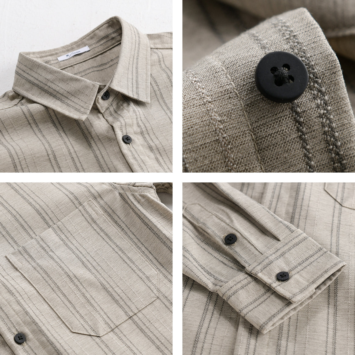 Men's Relaxed-Stripe Shirt Jacket made of fine cotton twill with patch chest pocket Mune Fashion