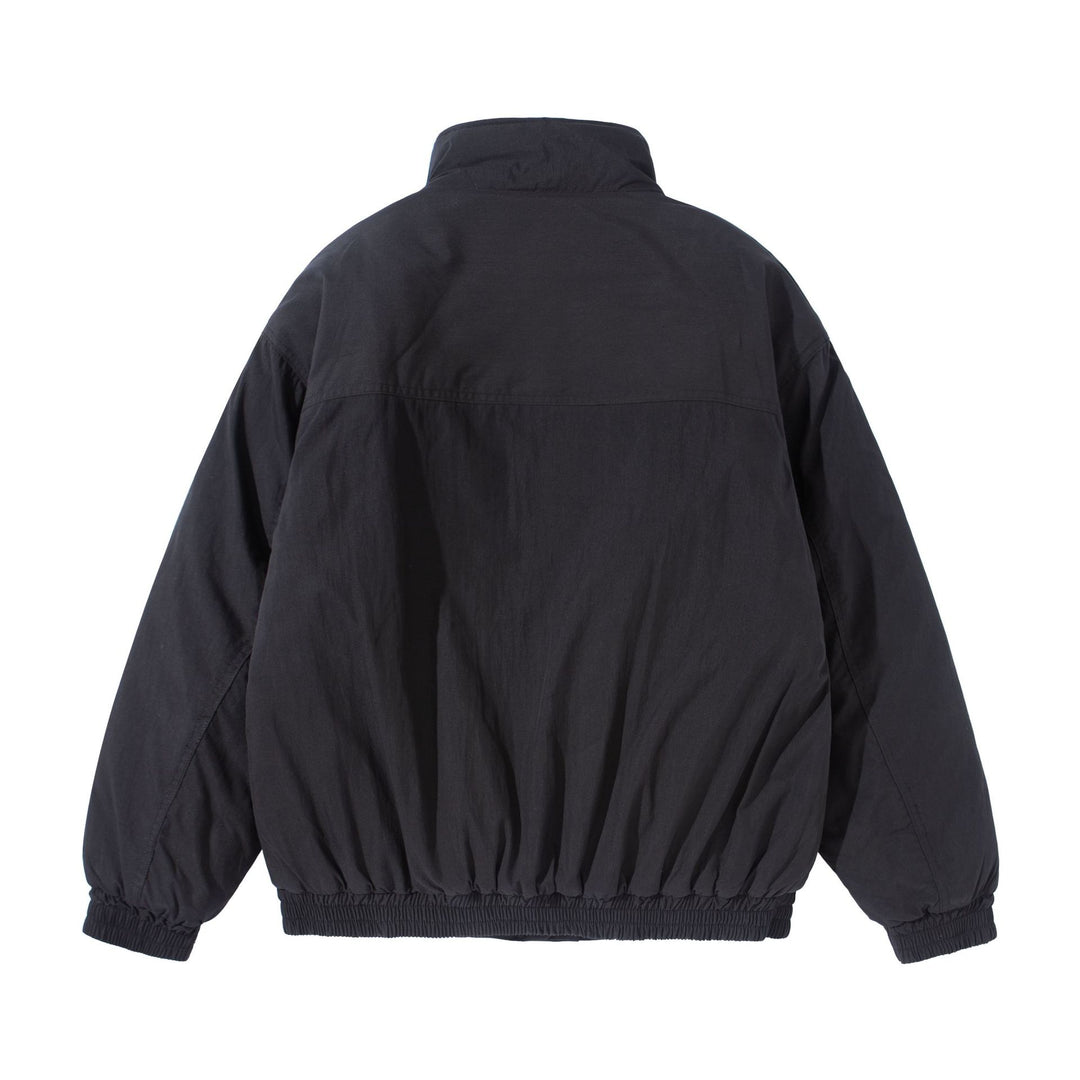 Unisex Short-cut quilted boxy blouson jacket with high stand-up collar and utility flap pockets Mune Fashion