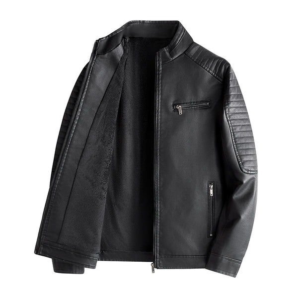 Men's Fashion Leather Jacket with Quilted Seams Mune Fashion