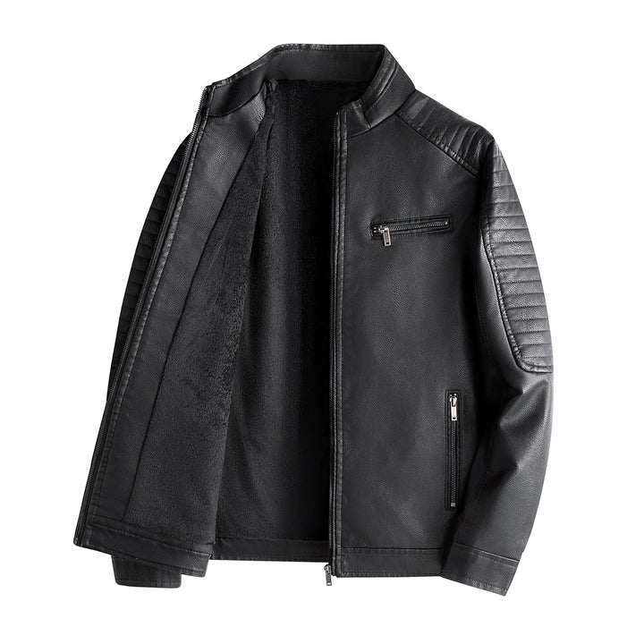 Men's Fashion Leather Jacket with Quilted Seams Mune Fashion