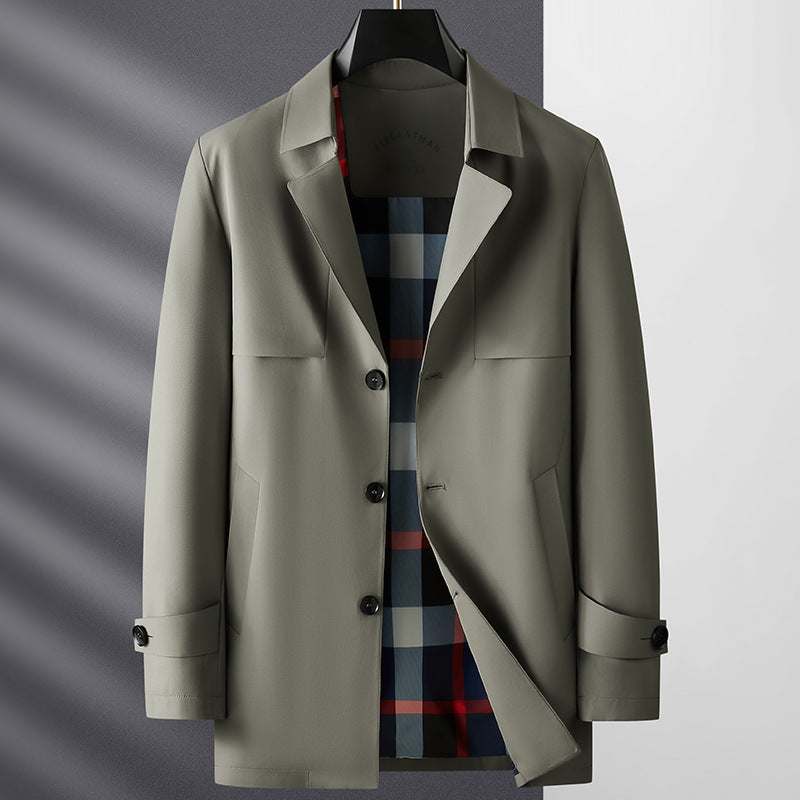 Men's transitional coat with checked inner lining and sleeve straps Mune Fashion