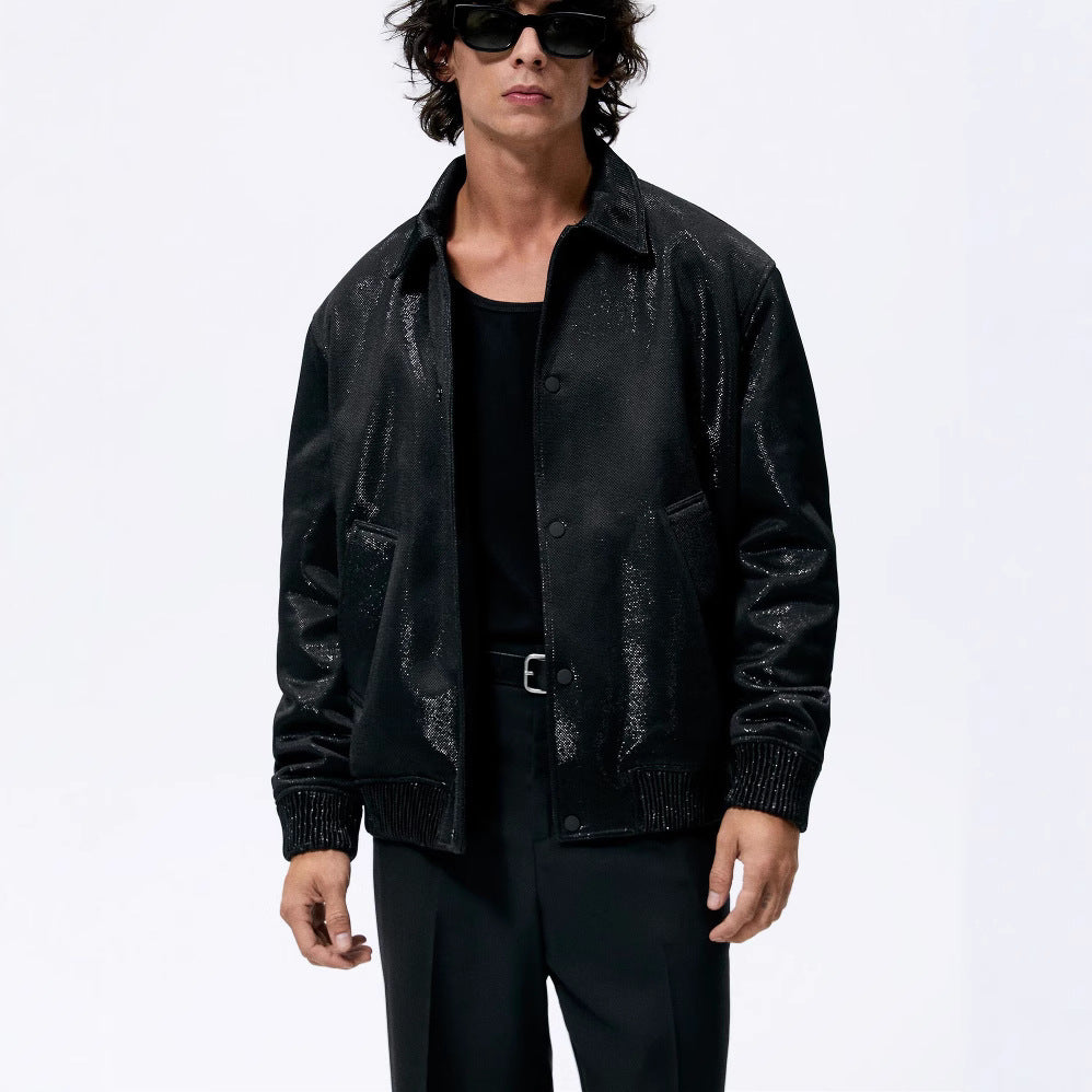 Men's lightweight field jacket made of technical material with applied flap pockets and stand-up collar Mune Fashion