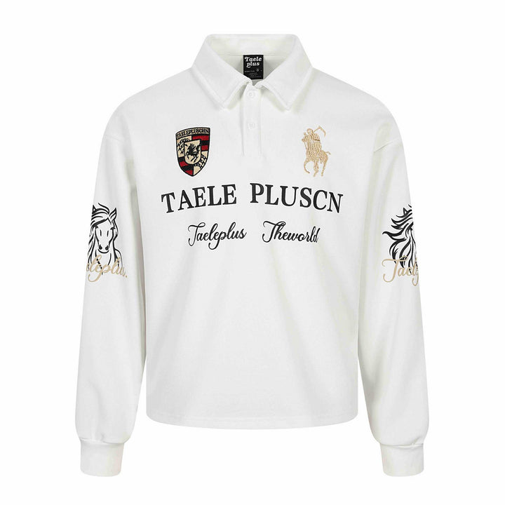 Unisex Long-Sleeve Rugby Polo Shirt with Embroidery and Kent Collar Mune Fashion
