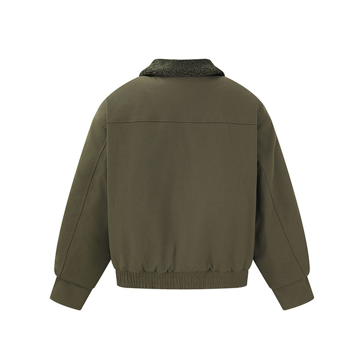 Women's short-cut boxy blouson with teddy collar and shoulder tabs Mune Fashion