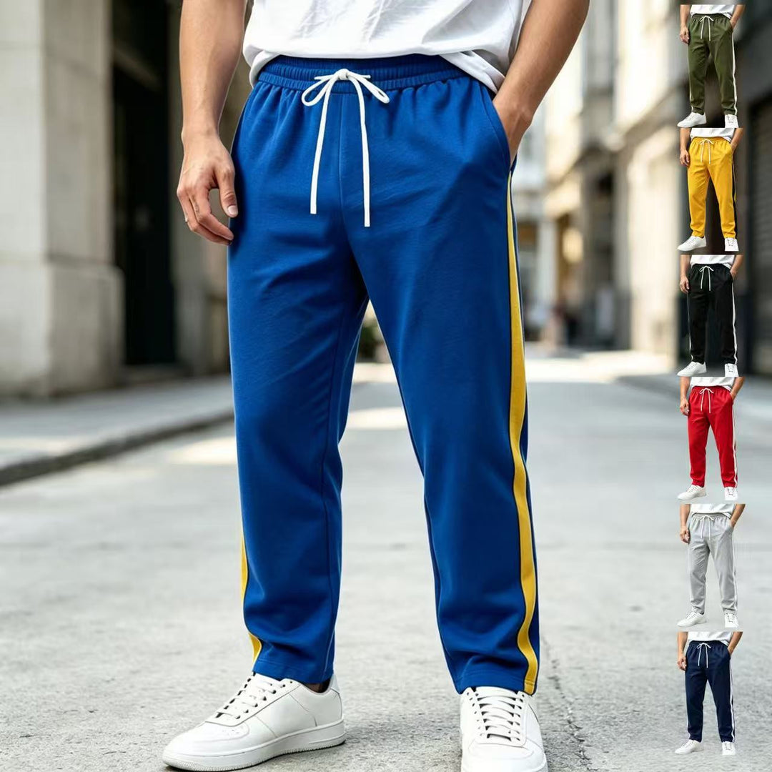 Men's jogging pants with side contrast stripe, elastic waistband and drawstring Mune Fashion