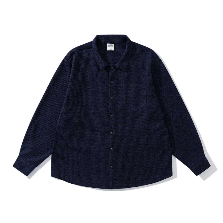 Unisex structured knit shirt jacket with Kent collar and applied chest pocket Mune Fashion