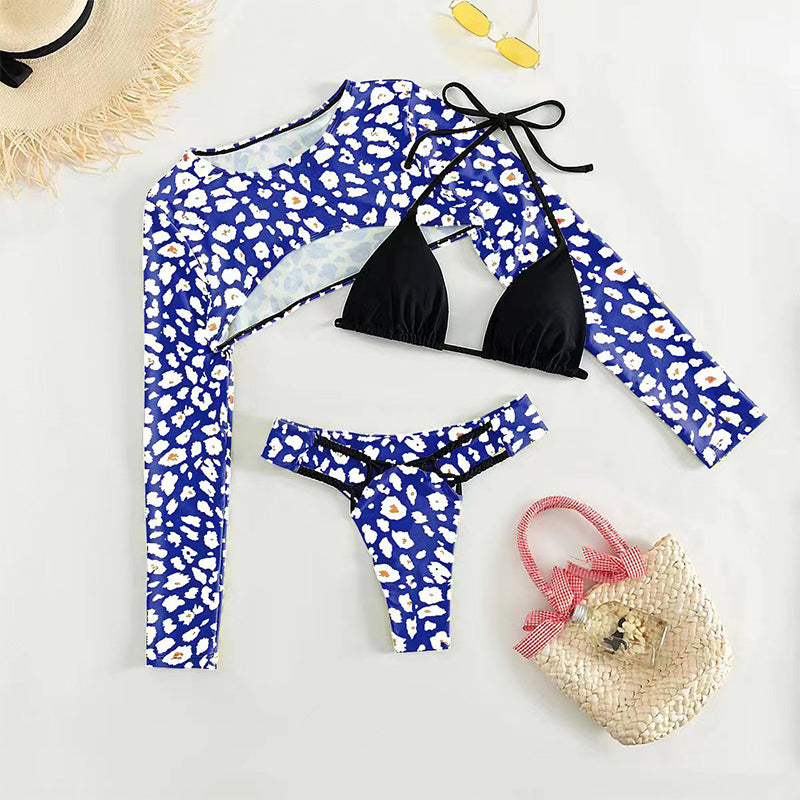 Women’s bikini set with long-sleeved top and modern animal print Mune Fashion