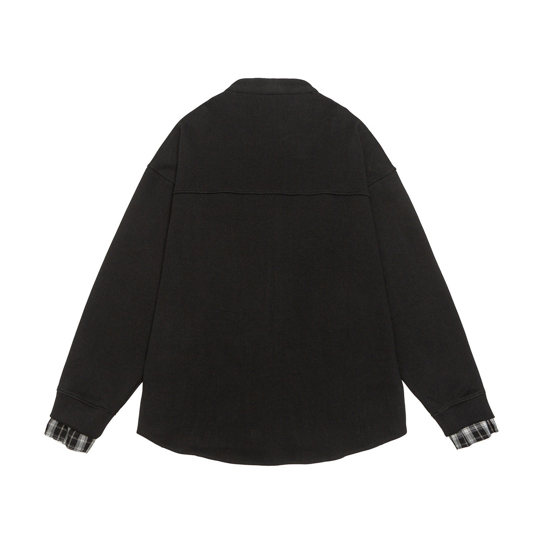 Unisex Oversized Sweat Jacket in Shirt Jacket Look with Stand-Up Collar Mune Fashion