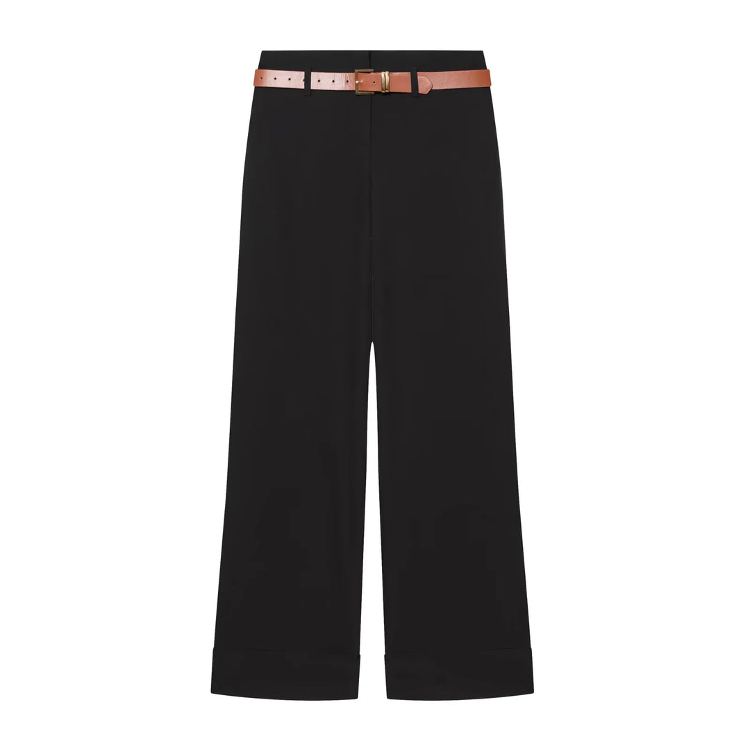 Women's culotte pants with a high waistband, wide leg, wide cuff, and belt loops Mune Fashion