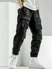Men's Technical Utility Cargo Pants with Multi-Pockets, Adjustable Waist Straps & Elastic Cuffs Mune Fashion