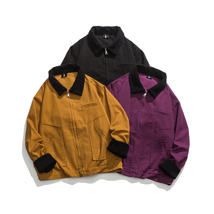 Unisex Boxy-Workwear-Jacket made of canvas with cord collar, zipper and applied flap pockets Mune Fashion