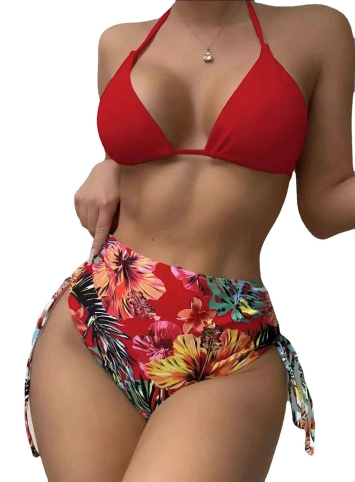 Women Colorful Bikini with Confident High-Waisted Bottom and Transparent Beach Cover Mune Fashion