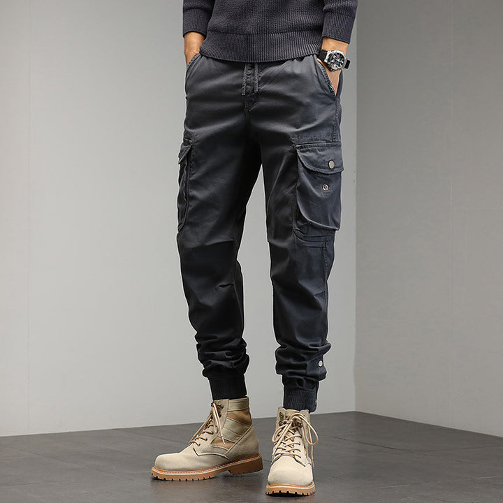 Herren Cargo-Joggerhose im Utility-Look mit elastischem Bund, Mehrfach-Taschen und gerippten Beinabschlüssen Mune Fashion