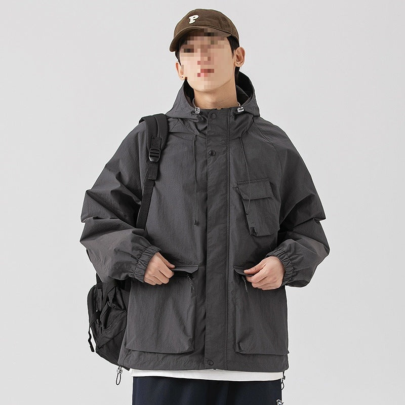 Women's Oversize Utility Transition Jacket with Hood, Multiple Pockets & Drawstring Mune Fashion