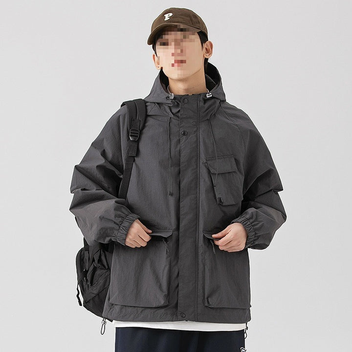 Women's Oversize Utility Transition Jacket with Hood, Multiple Pockets & Drawstring Mune Fashion