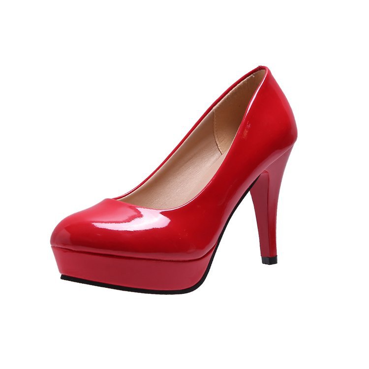 Women's Platform Pumps with Shiny Patent Leather and High Stiletto Heel Mune Fashion