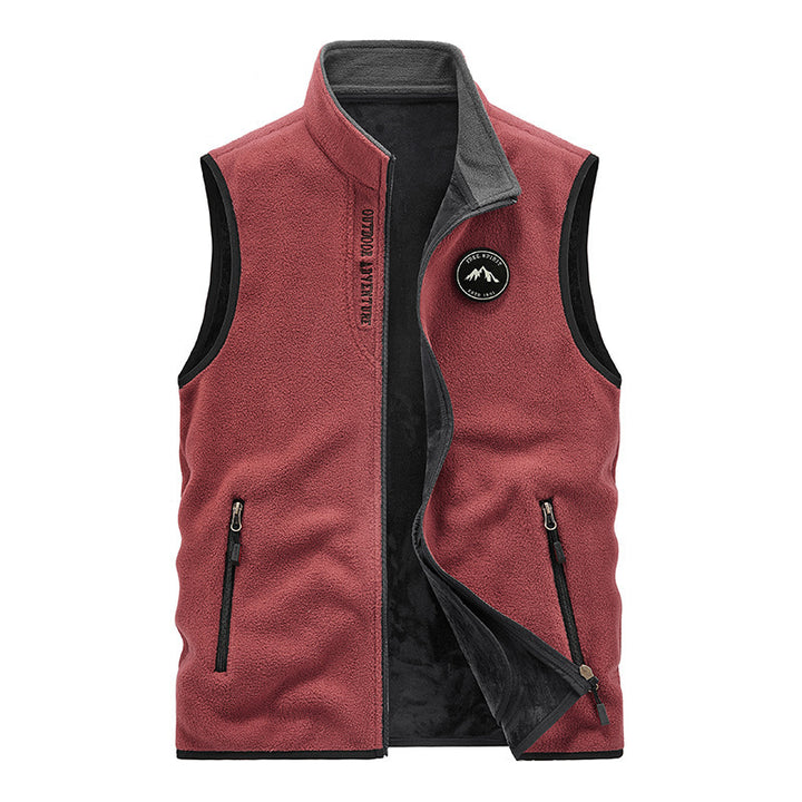 Men's Fleece Outdoor Vest with high-neck collar and two zip pockets Mune Fashion
