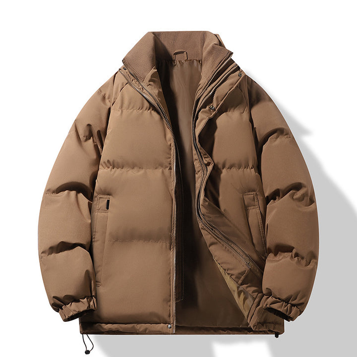 Men's Fashion Thermo-Padded Short Jacket in Boxy Cut with Ribbed Collar Mune Fashion
