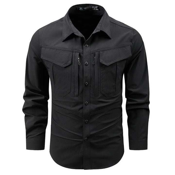 Men's Nan Lightweight Utility Field Shirt with double ventilated breast pockets, reinforced elbows, and quick-drying functional blend Mune Fashion