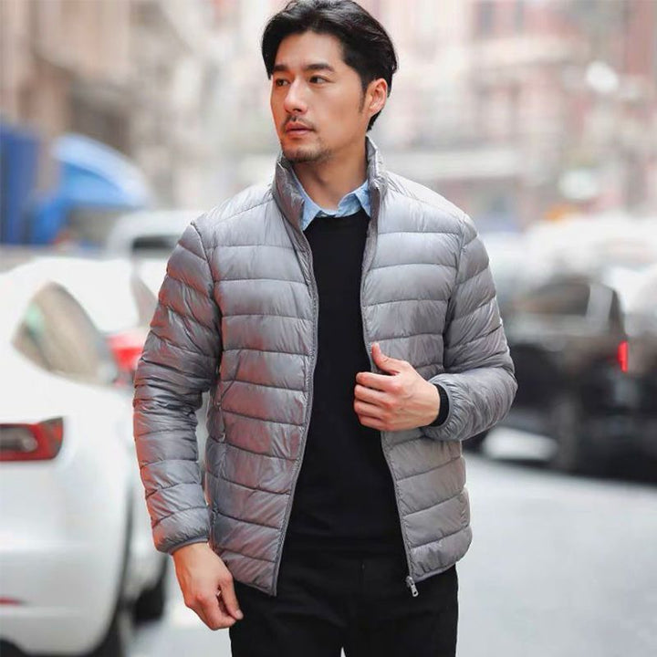 Men's ultralight quilted hooded jacket with wind-resistant shell and compact packing function Mune Fashion