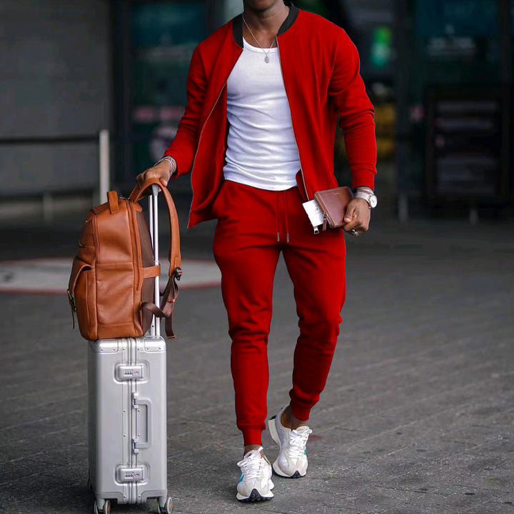 Men's nan sportives leisure set with bomber jacket and tapered jogging pants made of cotton blend Mune Fashion