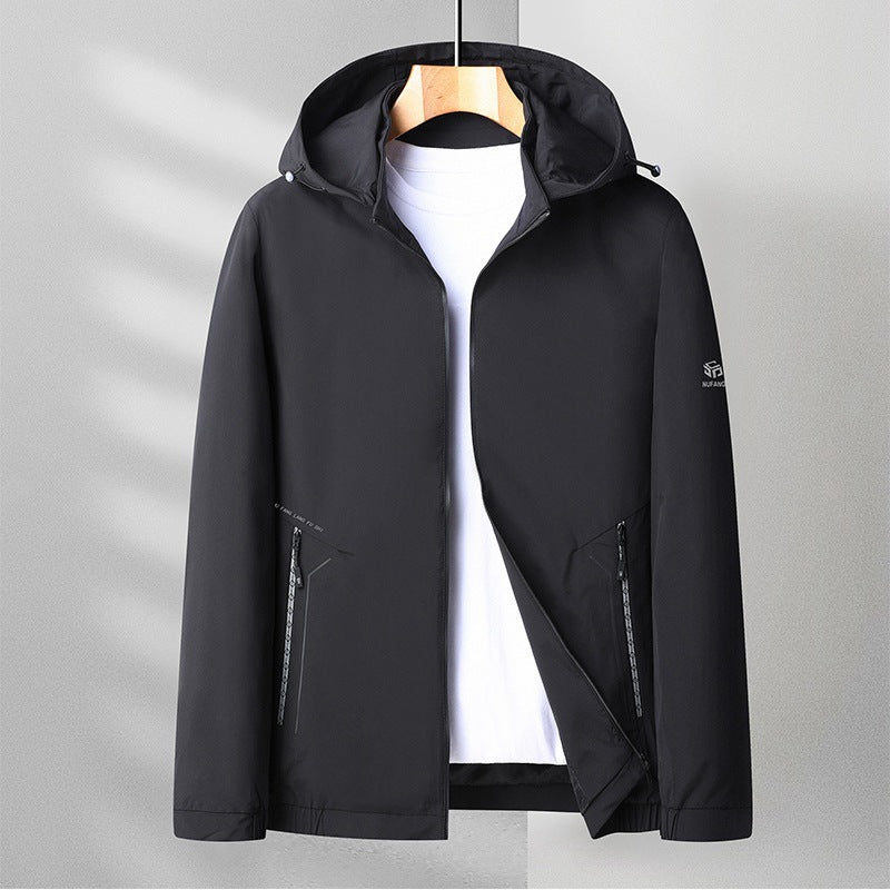 Men's lightweight hooded jacket in urban travel style with three-quarter sleeves Mune Fashion