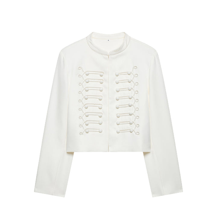 Women's short blazer in military style with decorative cord application Mune Fashion