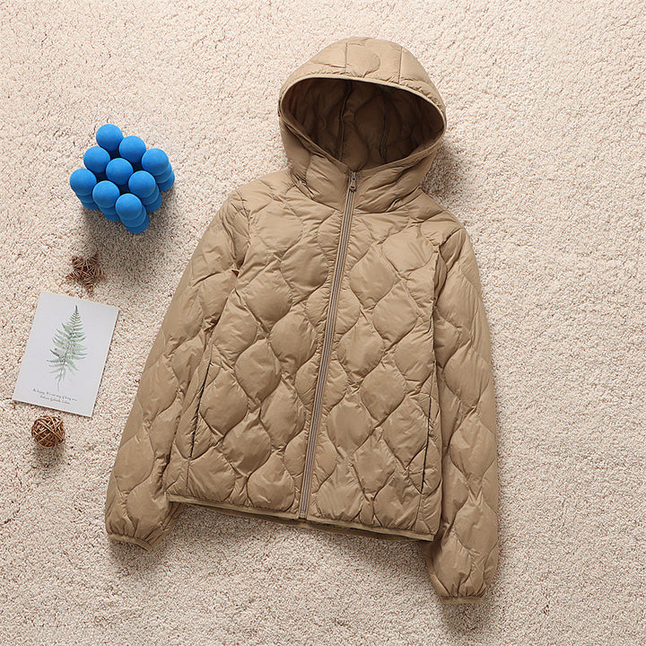Women's hooded quilted jacket with teardrop-shaped quilting and ultra-light thermal filling Mune Fashion