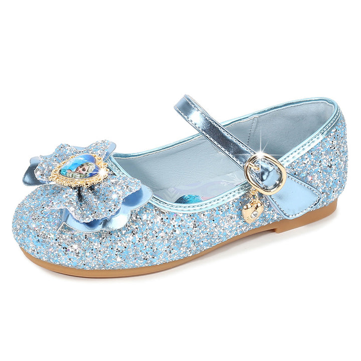 Girls Glittering Ballet Flats with Flower Decor Mune Fashion