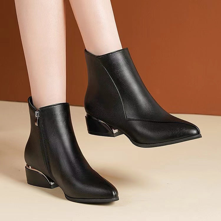 Damen knöchelhohe Stiefelette mit geometrischem Blockabsatz Mune Fashion