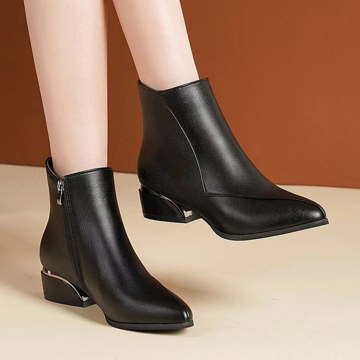 Damen knöchelhohe Stiefelette mit geometrischem Blockabsatz Mune Fashion