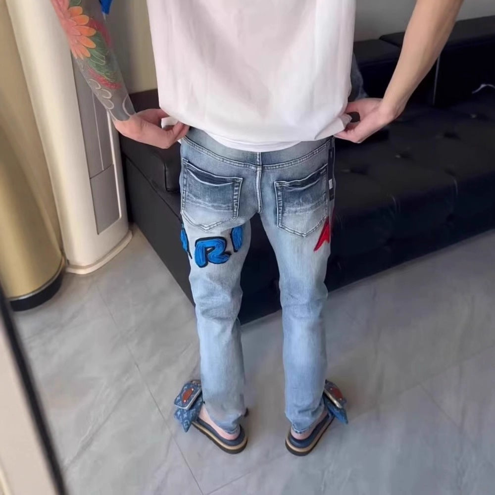 Men's Fashion Jeans with Patches and Distressed Effects Mune Fashion