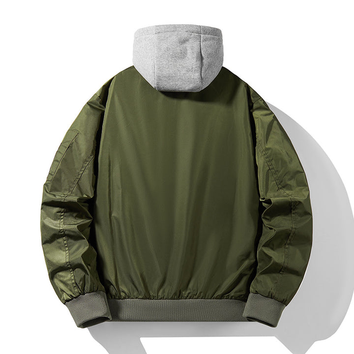 Men's Urban Bomber Jacket with integrated hood layer, contrasted thermal lining, and arm pocket Mune Fashion