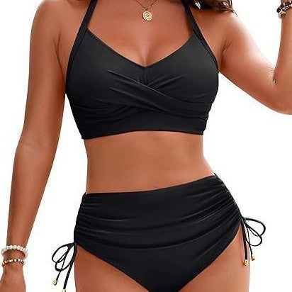 Women's High Waist Bikini Set with Wrap Top Mune Fashion