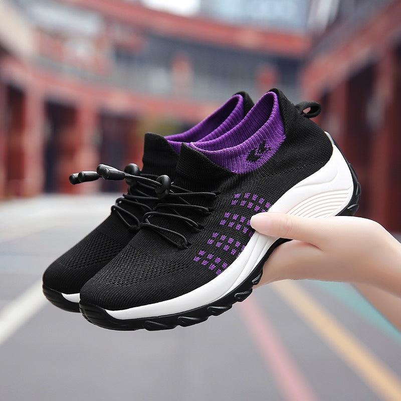 Women's knitted sock sneaker with elastic shaft, quick pull and cushioning platform sole Mune Fashion
