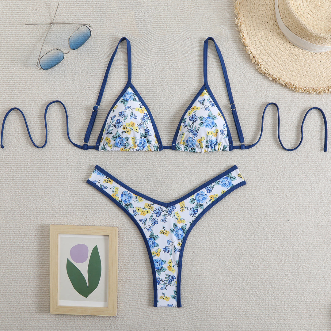 Women's triangle bikini with floral design and adjustable straps Mune Fashion
