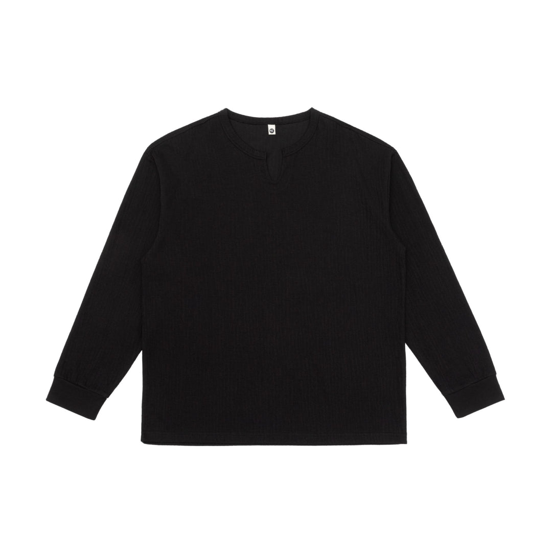 Unisex Lightweight Structured Long Sleeve Shirt with Slit Collar and Ribbed Cuffs Mune Fashion