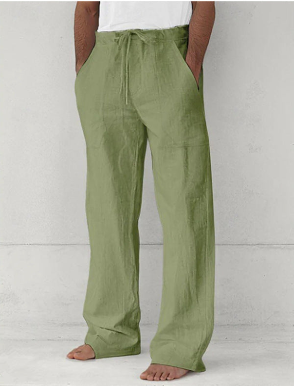 Men's light Relax Chino made of linen blend with loose leg, drawstring waistband and side pockets Mune Fashion