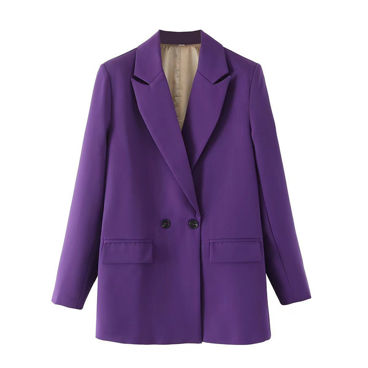 Women's Oversize Double-Breasted Blazer with Lapel and Soft Lining Mune Fashion