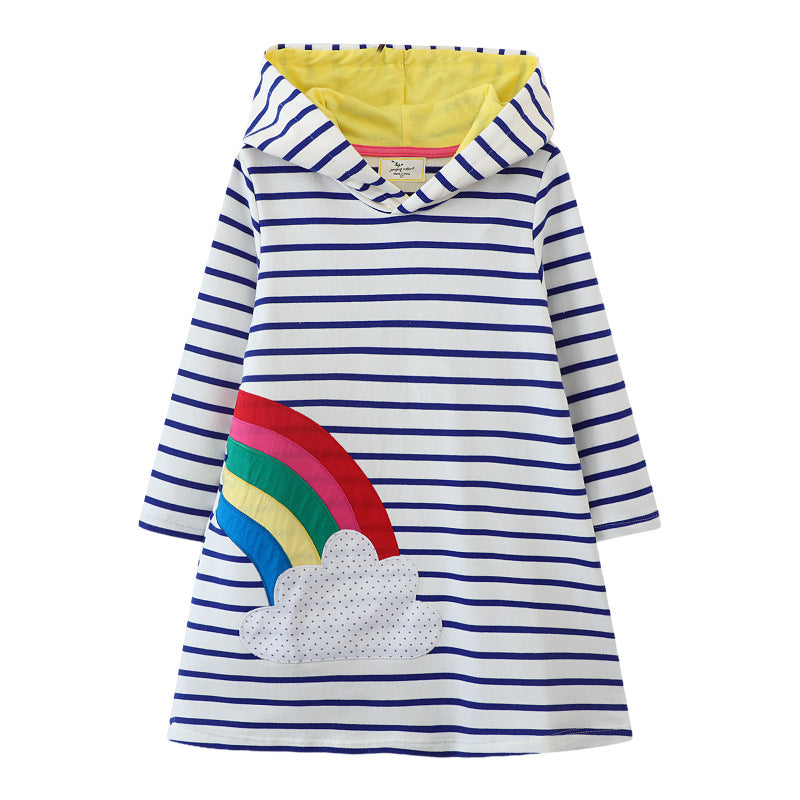Girls hoodie dress with colorful rainbow motif Mune Fashion