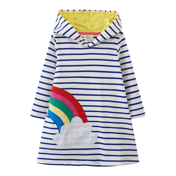 Girls hoodie dress with colorful rainbow motif Mune Fashion