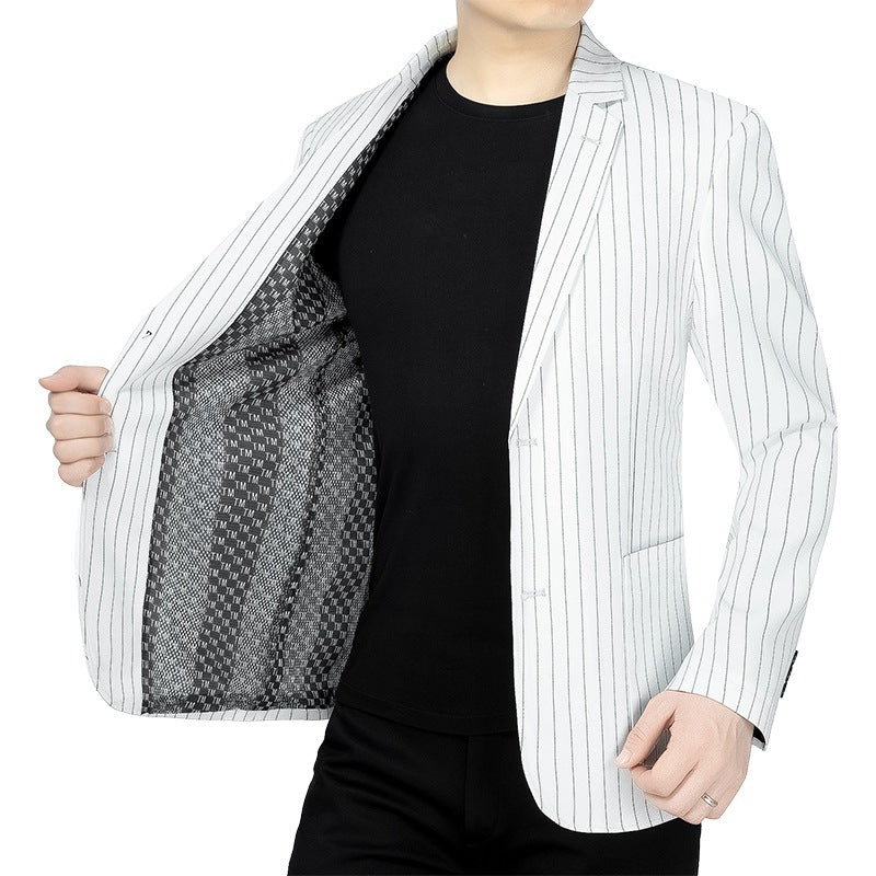 Men's pinstripe blazer slim fit with contrasting inner lining Mune Fashion