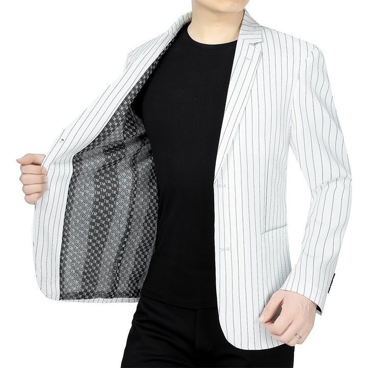 Men's pinstripe blazer slim fit with contrasting inner lining Mune Fashion