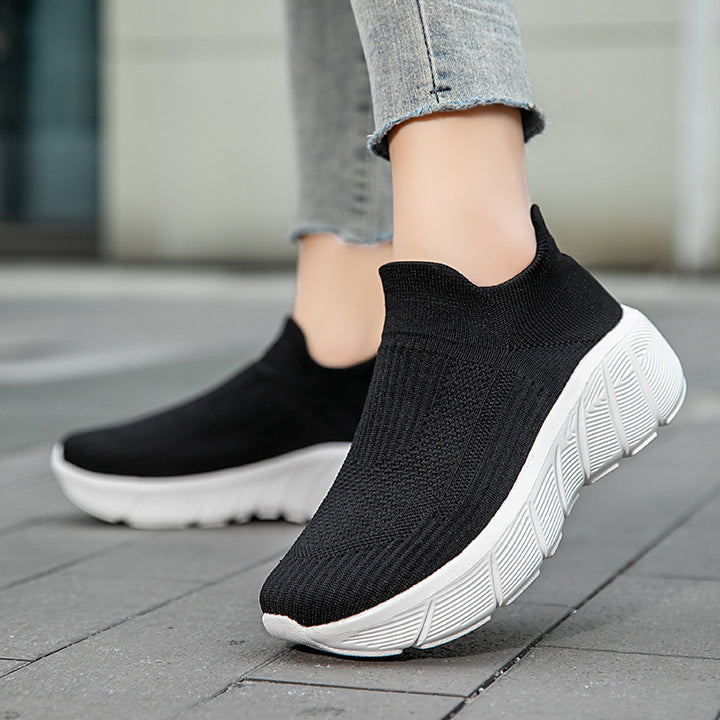 Unisex nan seamless knit slip-on shoe with sculpted platform outsole and orthopedically shaped heel support Mune Fashion