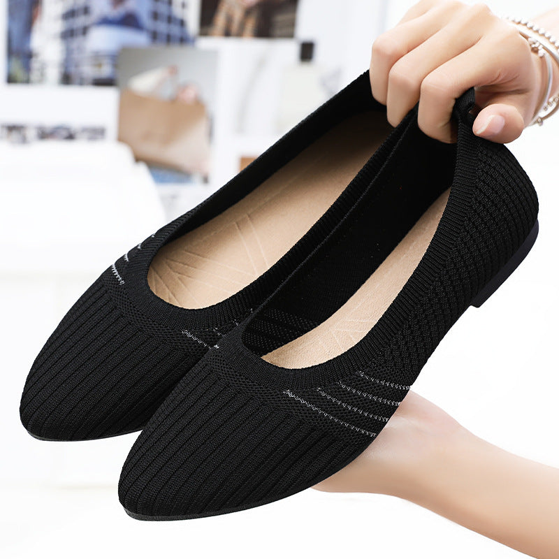 Women's knitted ballerina slip-on with sock-like shaft, memory comfort insole, and flexible non-slip outsole Mune Fashion