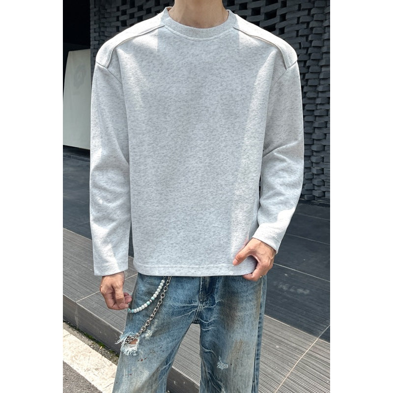 Men's Oversize Round Neck Sweatshirt with Dropped Shoulder and Decorative Stitching Mune Fashion