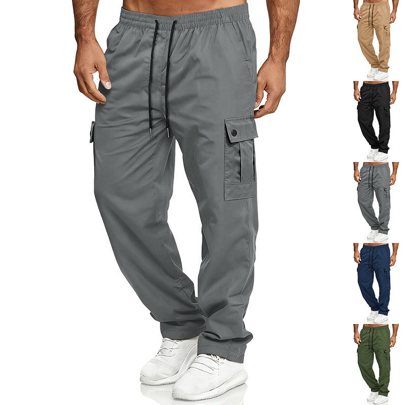 Men's cargo leisure pants with elastic waistband, drawstring, and flap pockets Mune Fashion