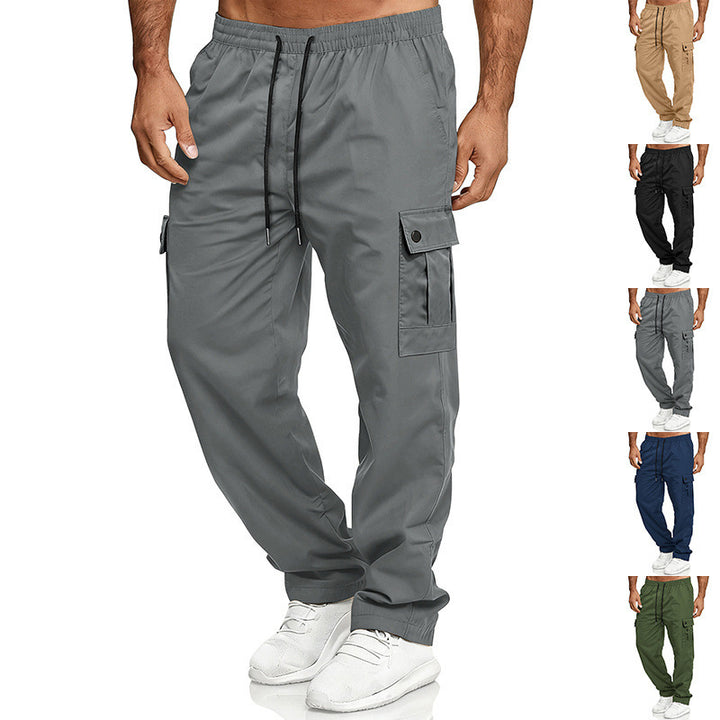Men's cargo leisure pants with elastic waistband, drawstring, and flap pockets Mune Fashion