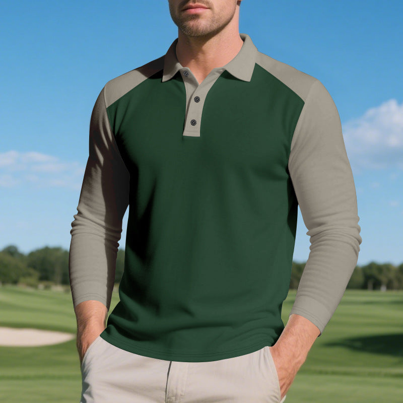 Men's long-sleeved raglan polo made of functional jersey with sporty button placket Mune Fashion