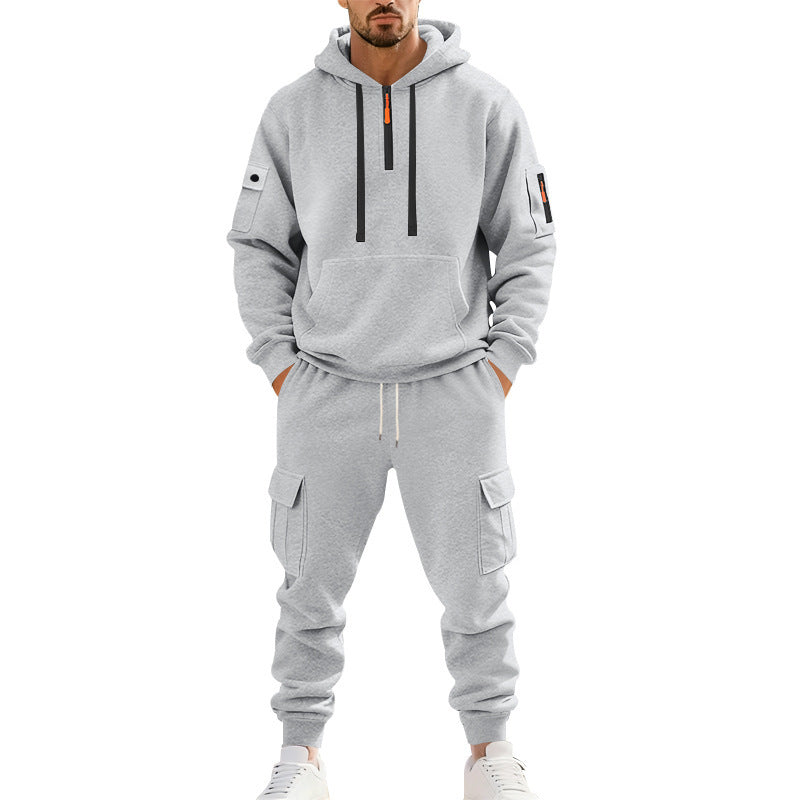 Men's nan technical cargo tracksuit with half zip, hood and multiple pockets Mune Fashion